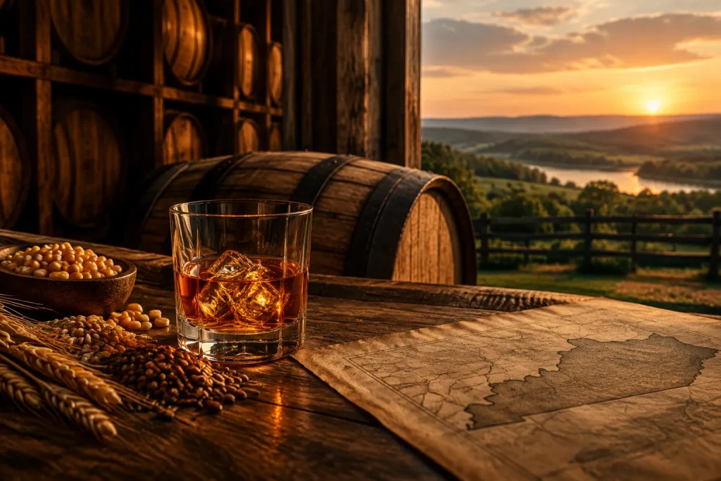 Unbranded bourbon editorial scene for Bourbon Origins - Kentucky Production