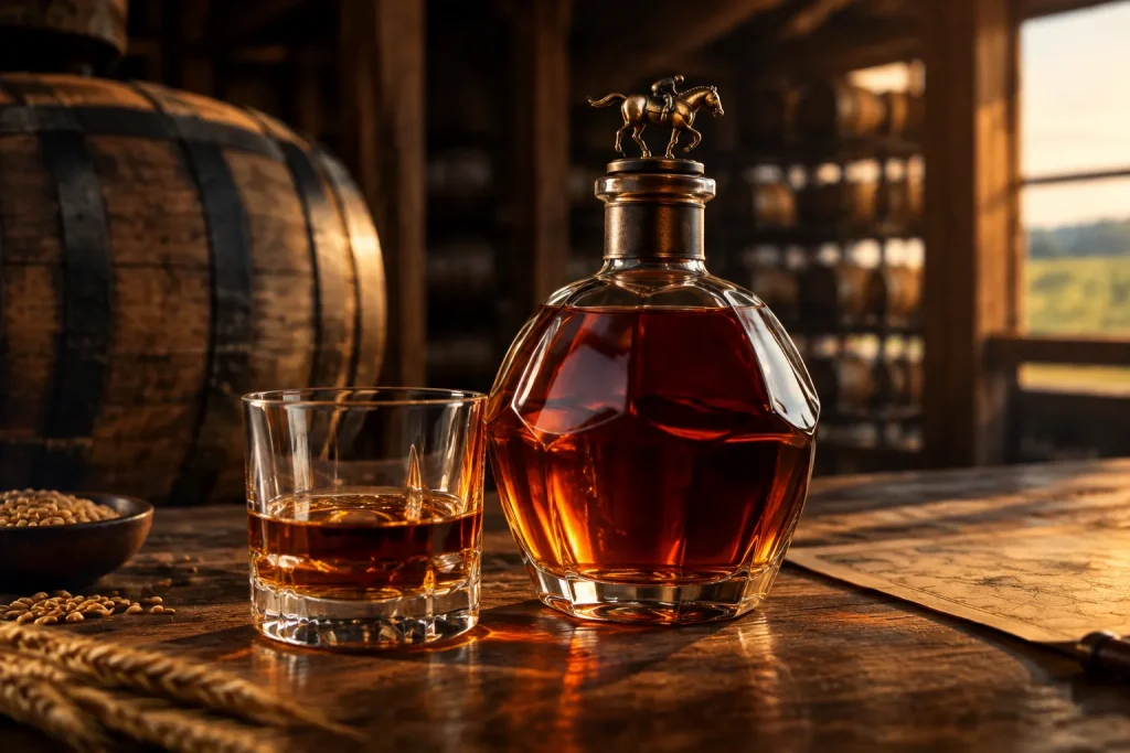 Unbranded bourbon editorial scene for Bourbon Review: Blanton's Single Barrel