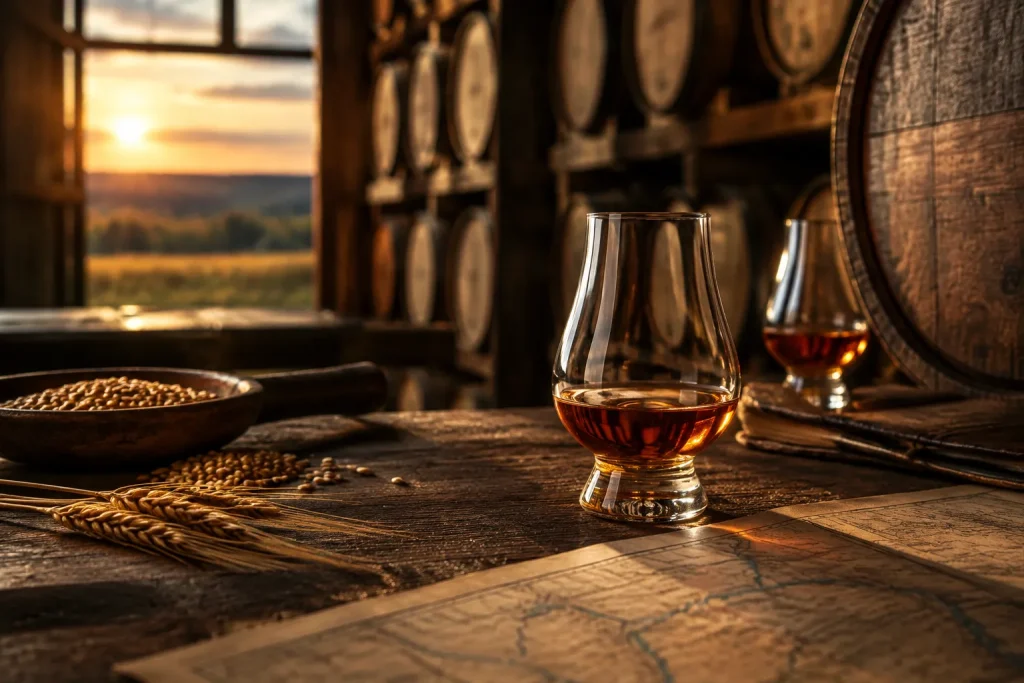 Unbranded bourbon editorial scene for Bourbon Review: E.H. TAYLOR, JR. COLLECTION