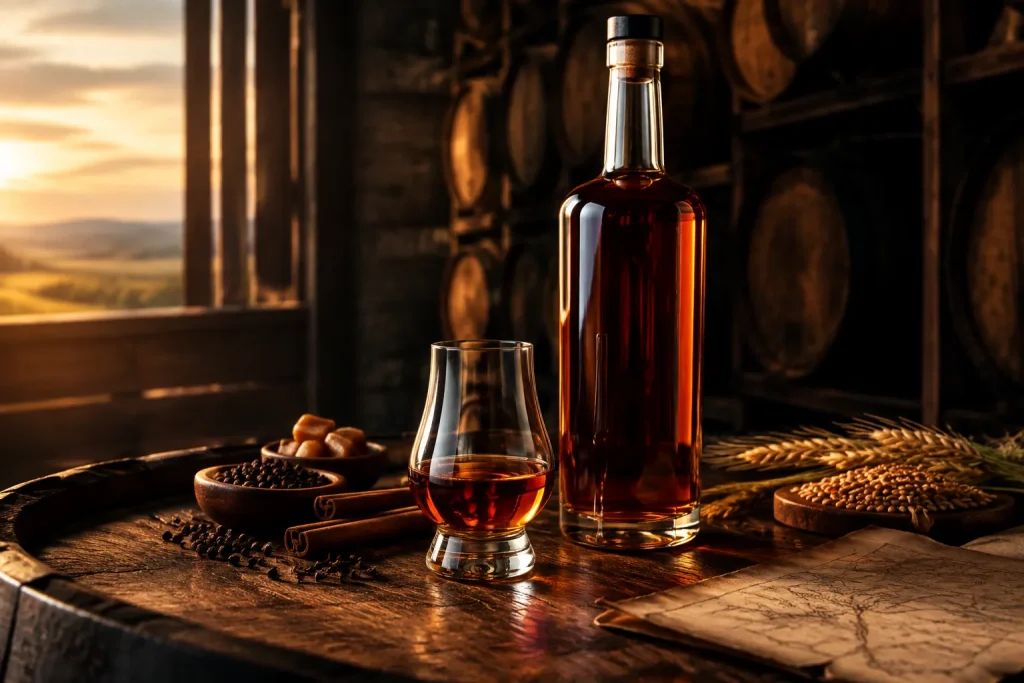 Unbranded bourbon editorial scene for Bourbon Review: THOMAS H. HANDY