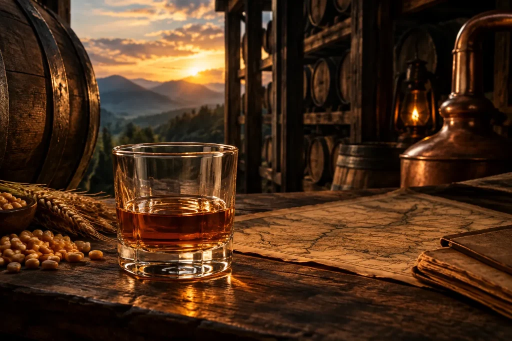 Unbranded bourbon editorial scene for History of Bourbon