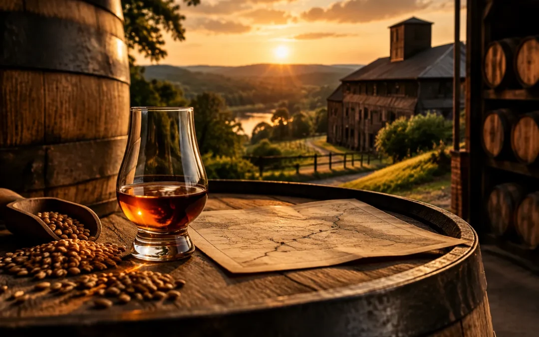 Unbranded bourbon editorial scene for Kentucky Bourbon Trail