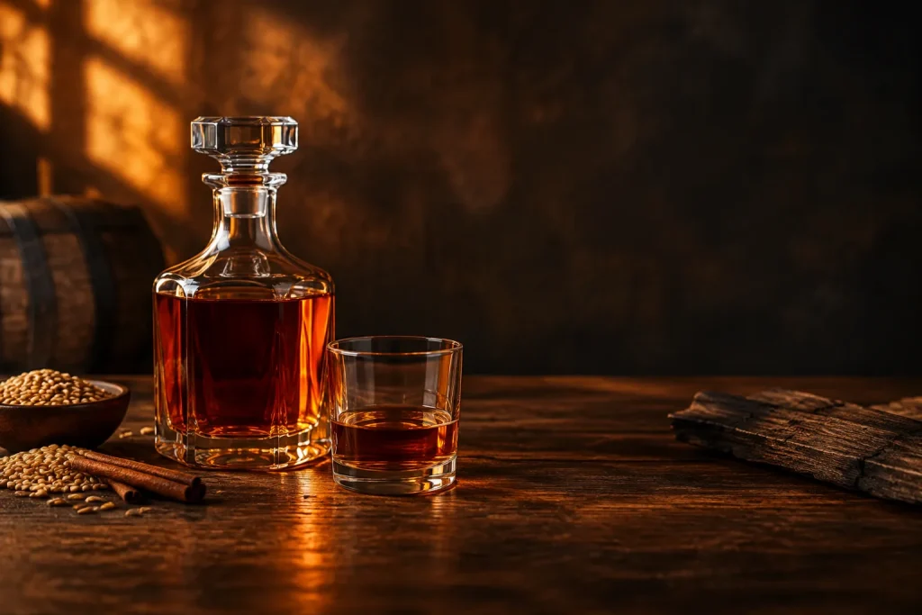 Old Grand-Dad 114 bourbon guide illustrated by an unbranded Kentucky whiskey scene