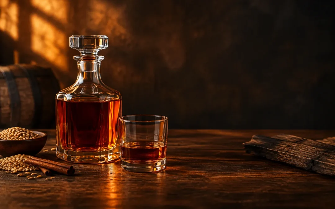 Old Grand-Dad 114 bourbon guide illustrated by an unbranded Kentucky whiskey scene
